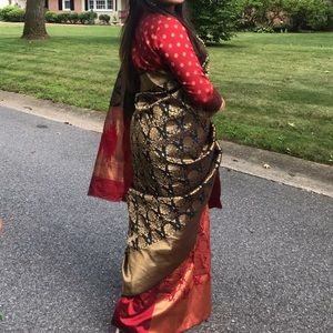 Black and red saree/saris Indian outfits